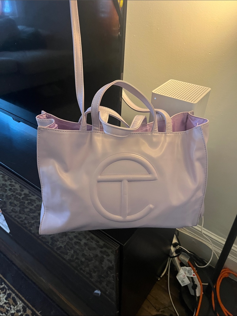 Lilac Embossed Logo Tote Bag - Women's Shoulder & Hand Carry